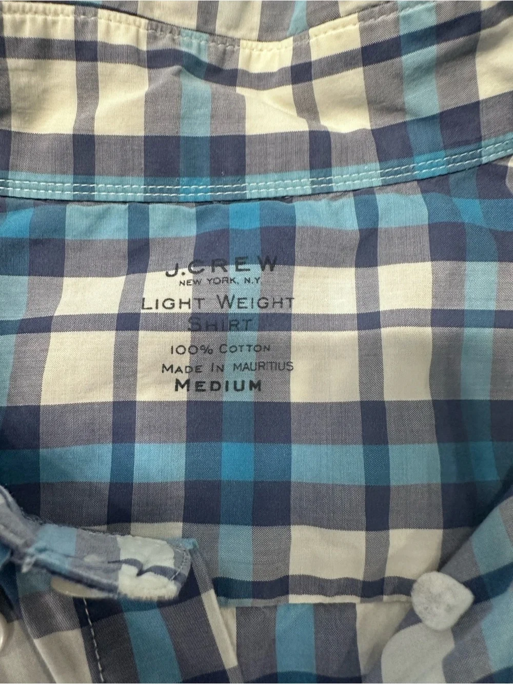 J. Crew Light Weight Blue and White Plaid Button-Down Shirt